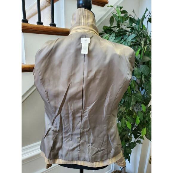 J. Jill Women Tan Polyester & Rayon Three Buttons Single Breasted Blazer Size 4 - Picture 9 of 12